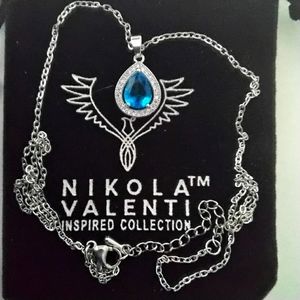 WHITE GOLD AUSTRIAN BLUE JEWEL NECKLACE